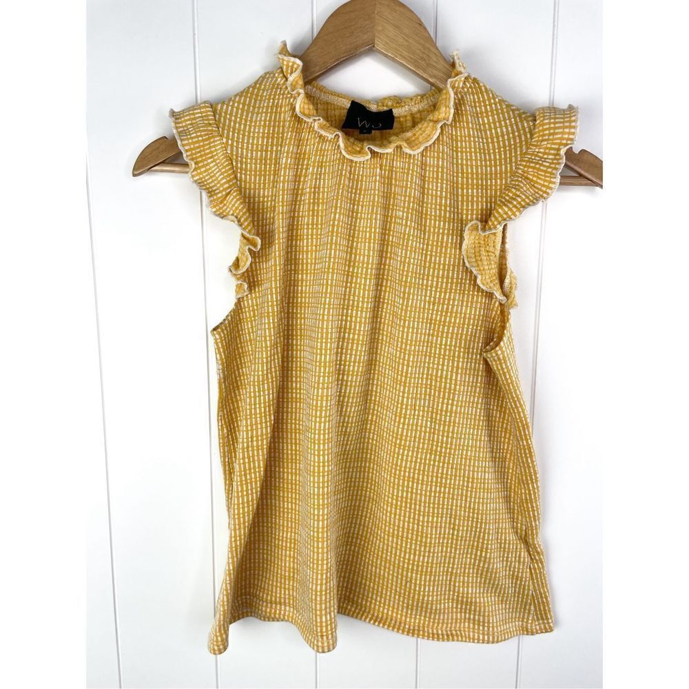 W5 Ribbed Flutter Sleeve Ruffle Collar Blouse S